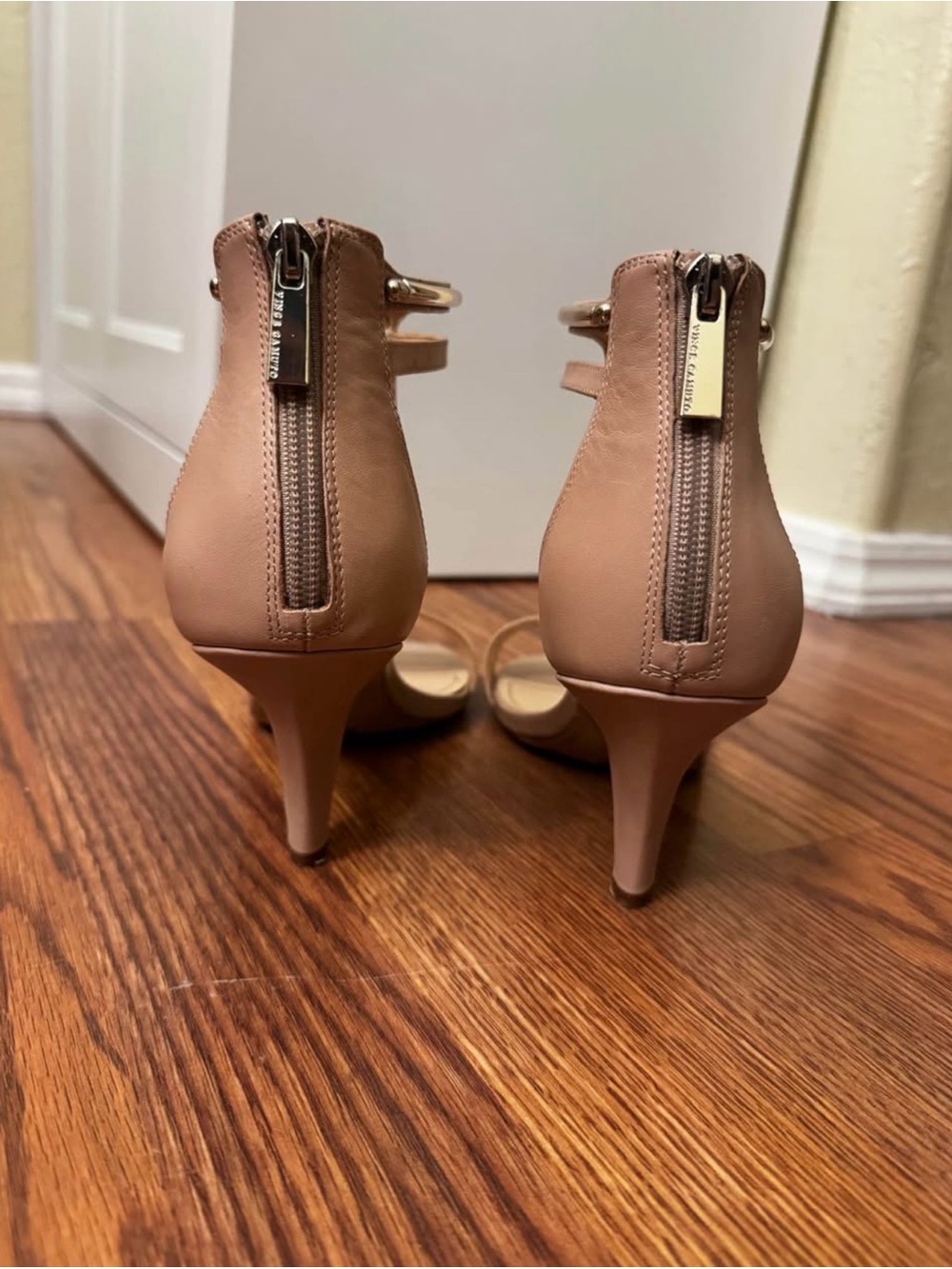 Women’s Nude T-Strap Kitten Heel Sandals - Picture 4 of 5